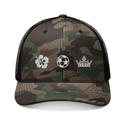 Camouflage Embroidered Trucker Hat for Soccer Queen Athletes, Moms, or Supporters
